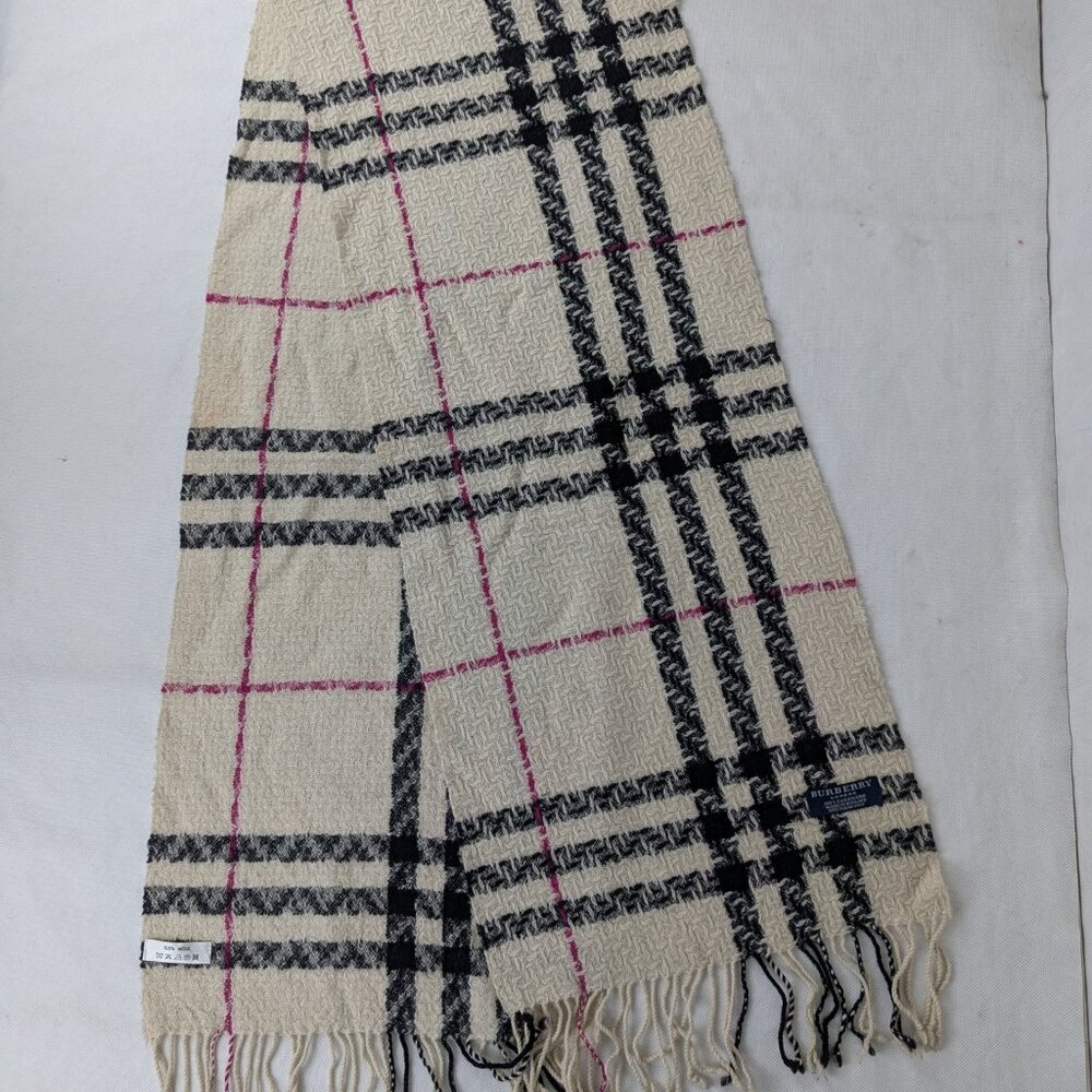 Authentic BURBERRY Big Check Cashmere Scarf In Ivory | Winter Essential